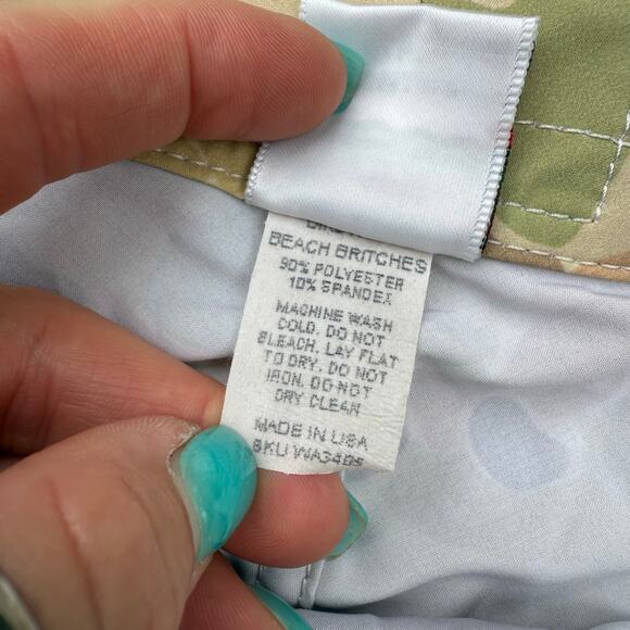 Birdwell Beach Britches Camo Button Fly Lace Tie Cargo Shorts USA Peace Size 12 - Picture 3 of 12